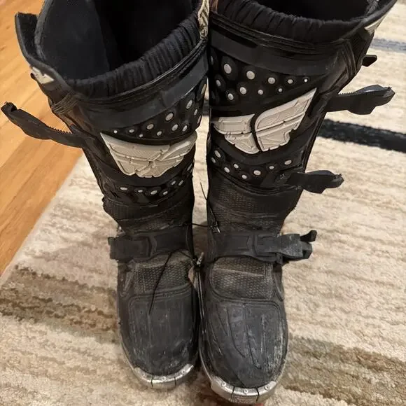 Fly Racing Maverick Unisex Youth Size 6 Black Motocross Boots